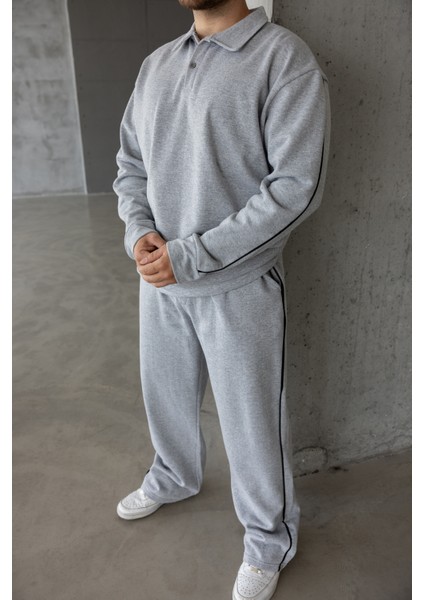 Erkek Oversize Alt-Üst Şeritli Baggy Eşofman Takımı