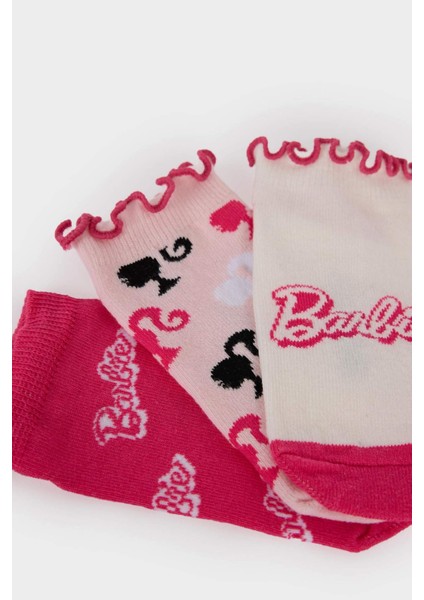 Kız Çocuk Barbie 3'lü Pamuklu Patik Çorap F4198A8NS indirimleri