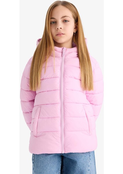 Kız Çocuk Su Geçirmez Kapüşonlu Fermuarlı Şişme Mont E5406A825AU modelleri