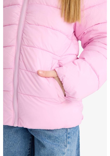 Kız Çocuk Su Geçirmez Kapüşonlu Fermuarlı Şişme Mont E5406A825AU indirimleri