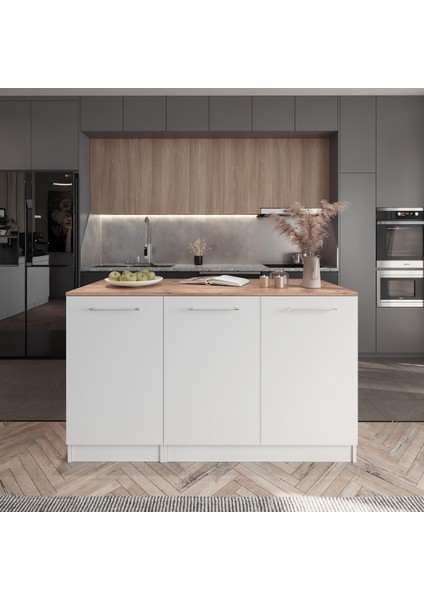 MDF Suntalam Mutfak Dolabı 150x40x85 cm Tezgahlı Modern Depolama ve Hazırlık Ünitesi