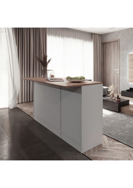 MDF Suntalam Mutfak Dolabı 150x40x85 cm Tezgahlı Modern Depolama ve Hazırlık Ünitesi