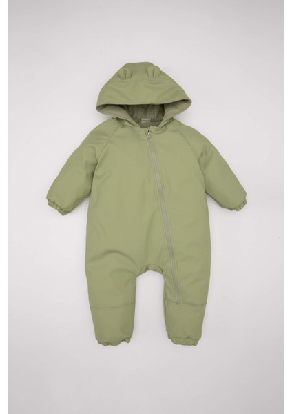 Erkek Bebek Su Geçirmez Kapüşonlu Fermuarlı Tulum Mont C7762A525AU