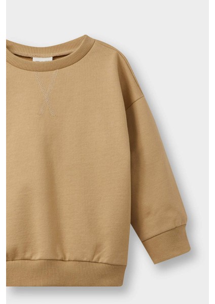 Erkek Bebek Bisiklet Yaka İçi Yumuşak Tüylü Basic Düz 2'li Sweatshirt A7424A525WN fırsatları