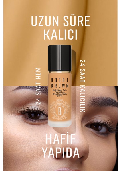 Weightless Skin 24 Saat Kalıcı Likit Fondöten SPF 15 - Doğal ve Mat Bitişli - Walnut - 30 ml