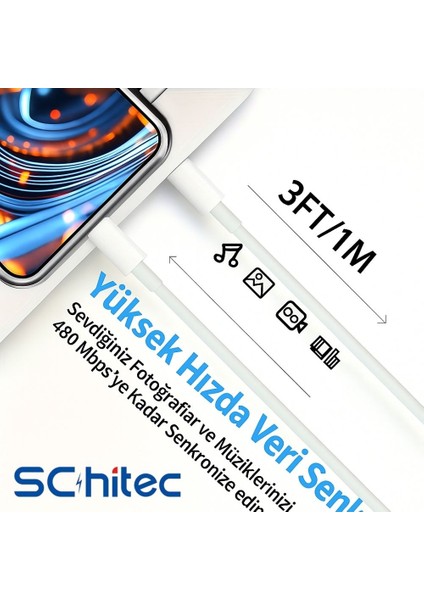 3A 60W Type-C To Lightning Hızlı Data ve Şarj Kablosu 1 Metre Beyaz SX252M indirimleri