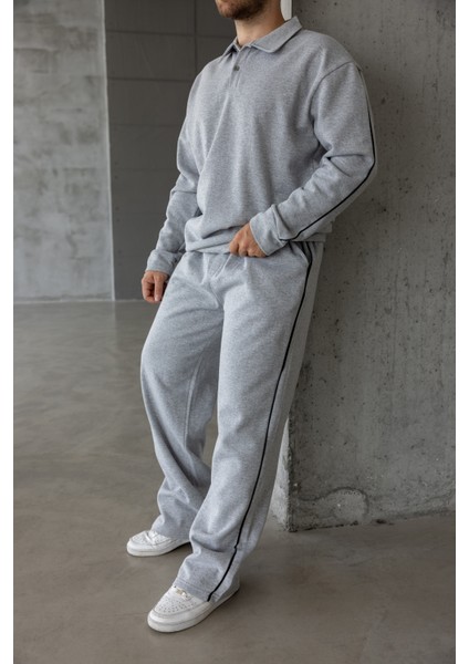 Erkek Oversize Alt-Üst Şeritli Baggy Eşofman Takımı indirimleri