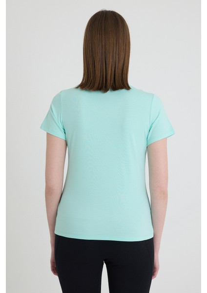 Becky Sıfır Yaka Mint Yeşili Basic Bambu ve Organik Pamuk Kadın Tişört modelleri