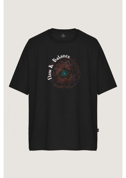 Unisex Flow & Balance Baskılı Oversize Tişört