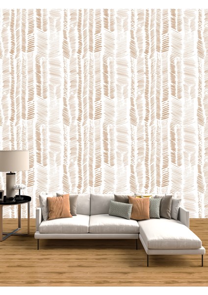 Boho Bej Çizgili Desenli Duvar Kağıdı fiyatları