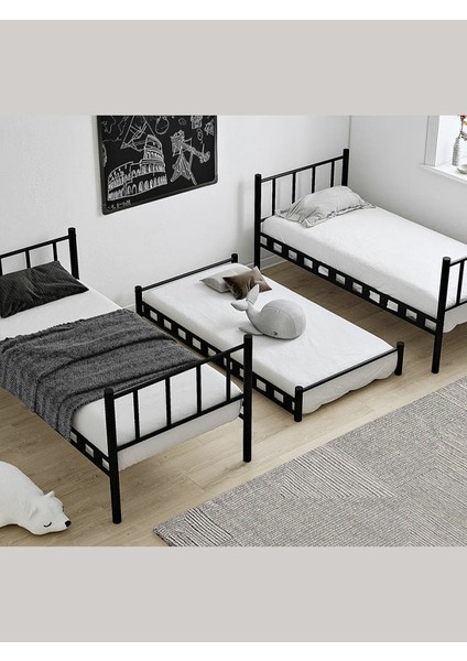 Argimo Zambak Yavrulu Genç Çocuk Odası Metal Ranza ve Karyola 90 x 190 Siyah modelleri