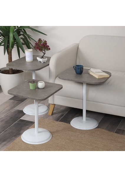 Vertino Zigon Sehpa Mdf Tabla Alt Mekanizma Demir Beyaz Renk