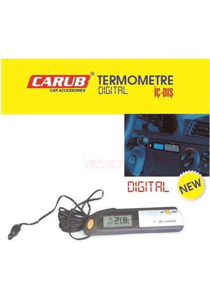 Carub Dijital Araba Iç Dış Ölçüm Aleti Termometre