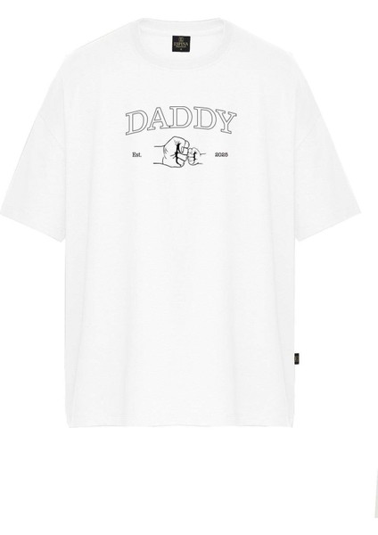 Erkek Daddy Baskılı Oversize Tişört