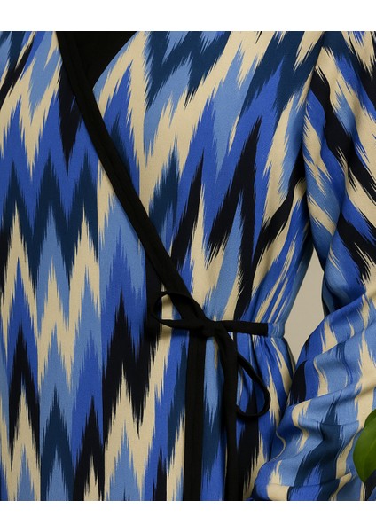 Zigzag Desenli Kruvaze Namaz Elbisesi – %100 Viskon, Yandan Bağlamalı 36-46 Beden modelleri