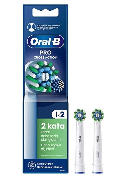 -B Şarjlı Diş Fırçası Yedek Başlığı Cross Action X-Filament 2 Adet Ürün Beyaz