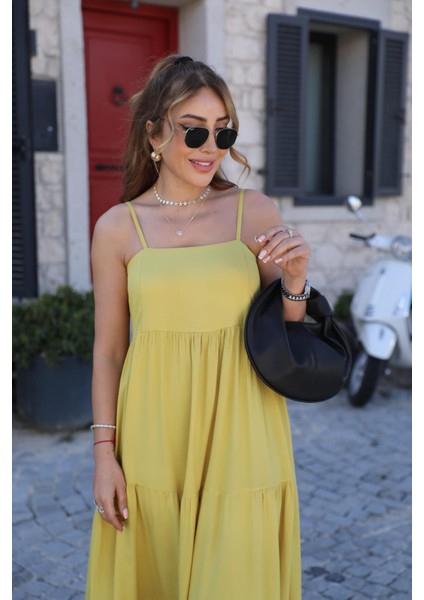 Kadın Askılı Straplez Maxi Uzun Elbise