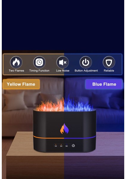 Alev Görünümlü Hava Nemlendirici Aroma Terapi Buhar Makinesi Aromatik Oda Kokusu Difüzörü indirimleri