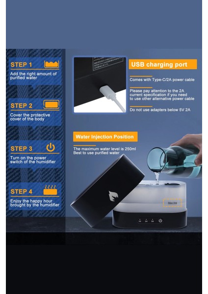 Alev Görünümlü Hava Nemlendirici Aroma Terapi Buhar Makinesi Aromatik Oda Kokusu Difüzörü