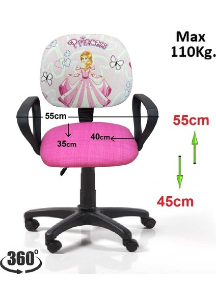 Çocuk Odası Ders Çalışma Ofis Koltuğu Öğrenci Sandalyesi Frozen Desenli Lila Beyaz Tekerlekli fırsatları