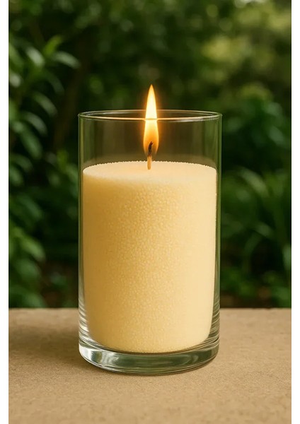 Inci Toz Mum Cam Vazo 10 cm (15 cm 10 Adet Fitil Ile)