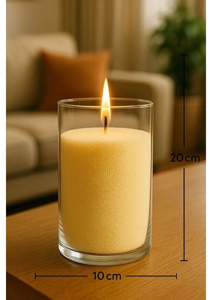 Inci Toz Mum Cam Vazo 10 cm (15 cm 10 Adet Fitil Ile) fiyatları