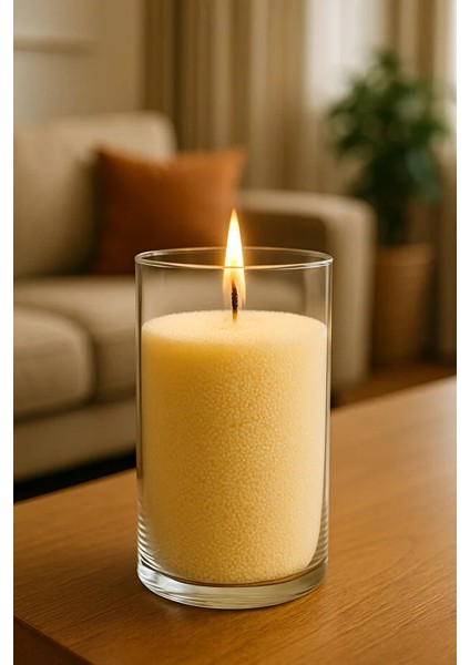 Inci Toz Mum Cam Vazo 10 cm (15 cm 10 Adet Fitil Ile) fırsatları