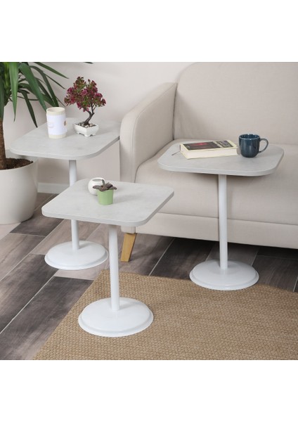 Vertino Zigon Sehpa Mdf Tabla Alt Mekanizma Demir Beyaz Renk