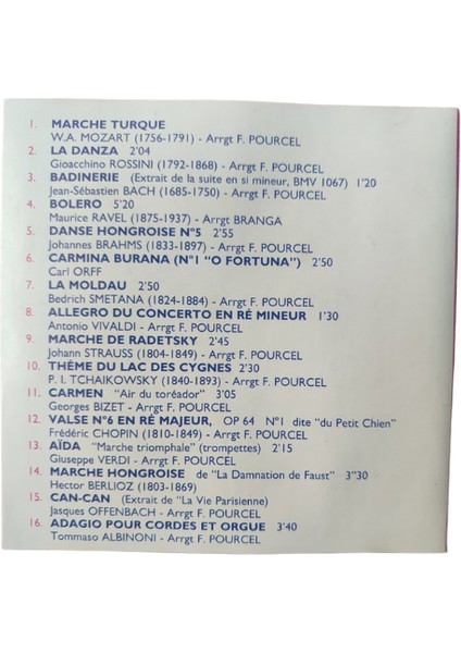Les Hits Classıques - Franck Pourcel – Cd- 1986 modelleri