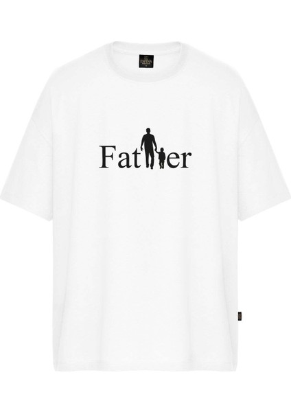 Erkek Father Baskılı Oversize Tişört