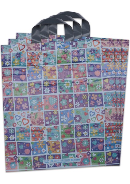 No:4 (40*50) Yumuşak Saplı Çiçek Desenli Takviyeli Elgeçme Poşet 50 Adet fiyatları