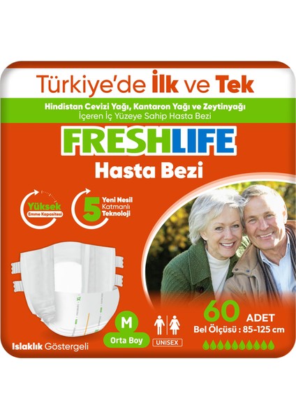2'li Freshlife Medium Yetişkin Hasta Bezi 30X2 (60 Adet)