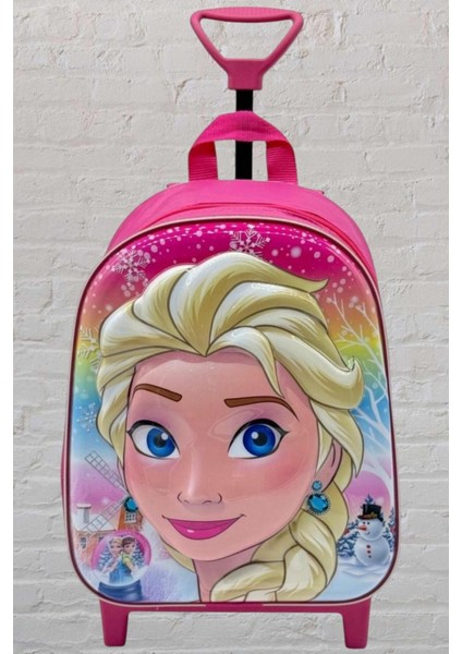 Frozen Elsa Çekçekli Pembe Kabartmalı Sert Kapaklı Desenli Çocuk Sırt Çantası 1 Adet fırsatları