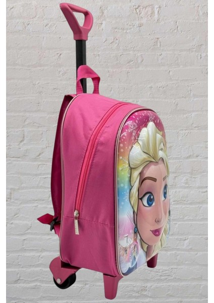 Frozen Elsa Çekçekli Pembe Kabartmalı Sert Kapaklı Desenli Çocuk Sırt Çantası 1 Adet