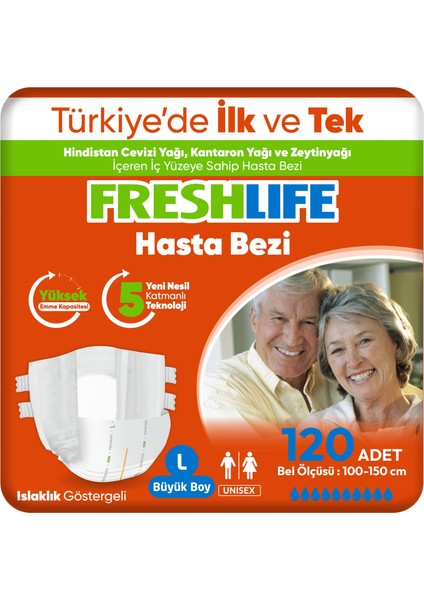 4'lü Freshlife Large Yetişkin Hasta Bezi 30X4 (120 Adet)