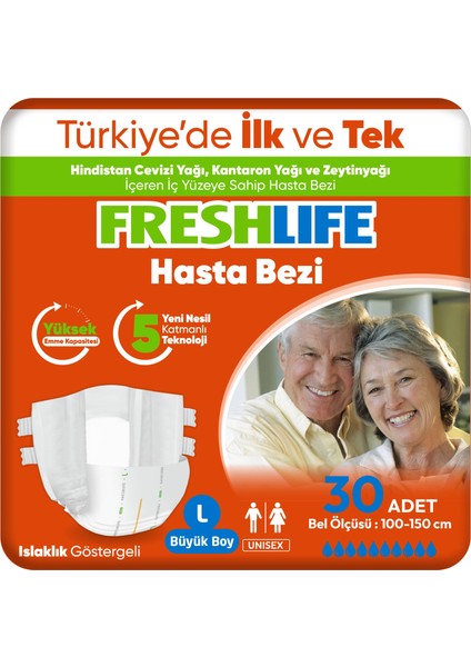Large Beden Büyük Boy Yetişkin Hasta Bezi 30 Adet