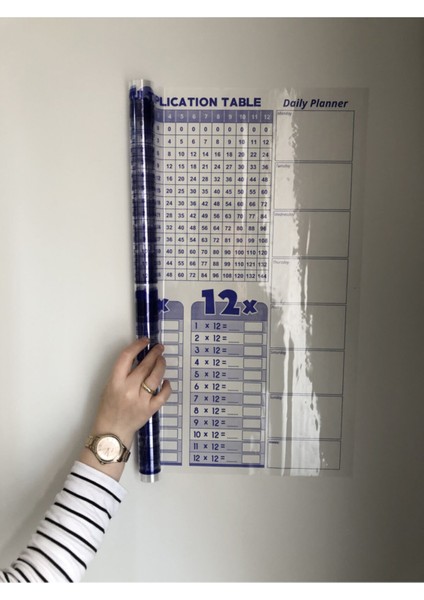 Kendinden Yapışan İngilizce Çarpım Tablosu ve Günlük Planlayıcı Poster Lacivert 100x56 cm Tekli