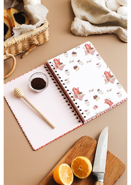 Yemek Tarif Defteri 100 Yaprak Spiralli Kırmızı Beyaz Kareli Kapak 17x24 cm indirimleri