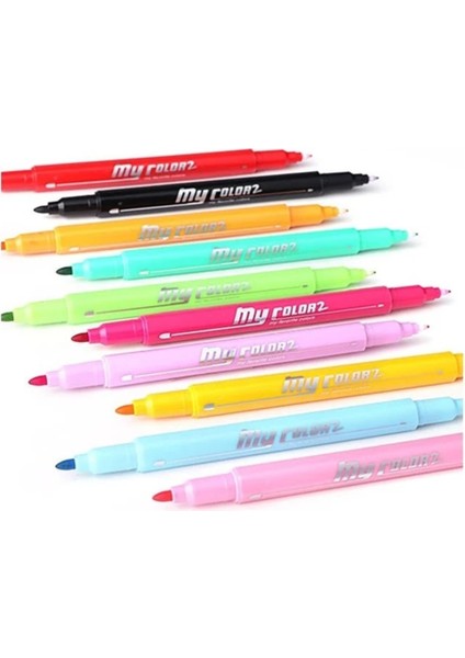 My Color 2 Çift Taraflı Keçeli Kalem Seti 36 Renk İnce ve Kalın Uçlu Blister Paket modelleri