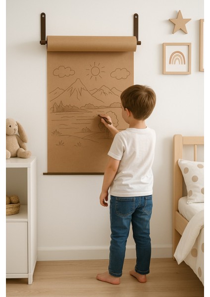 Duvara Monte Boya ve Çizim Rulo Aktivite Kraft Kağıt 50x400 cm Kahverengi Ahşap Kapaklı indirimleri