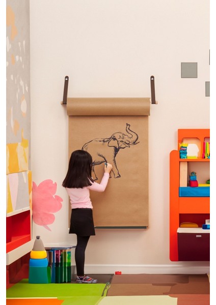 Duvara Monte Boya ve Çizim Rulo Aktivite Kraft Kağıt 50x400 cm Kahverengi Ahşap Kapaklı