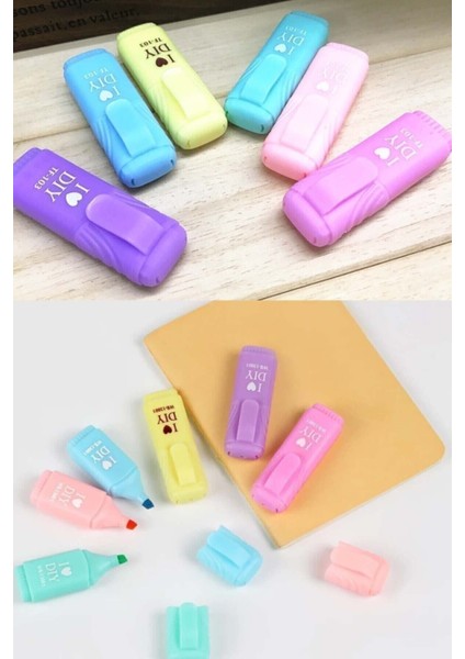 Mini Fosforlu Kalem Seti 6'lı Pastel Renkli Öğrenci Işaretleyici HO0184 H011A indirimleri