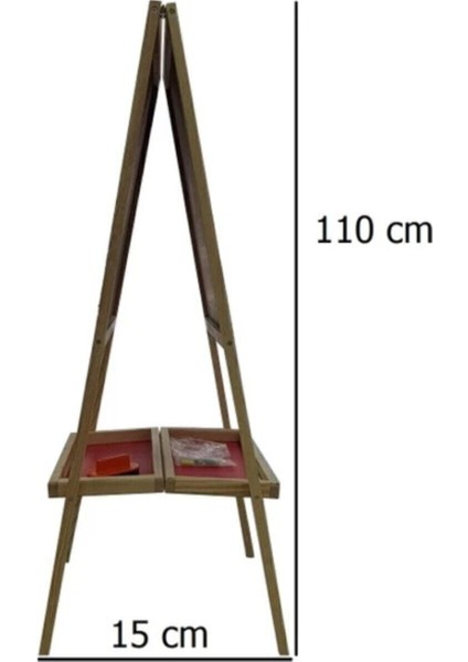 Çift Taraflı Ahşap Yazı Tahtası 100x50 cm Doğal Açık Kahverengi Kapaklı Düz Model