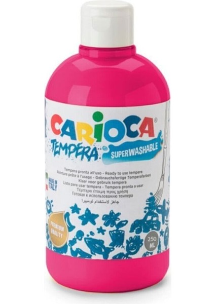 Tempera Süper Yıkanabilir Guaj Sulu Boya Seti 6 Renk 250 ml Büyük Şişeli