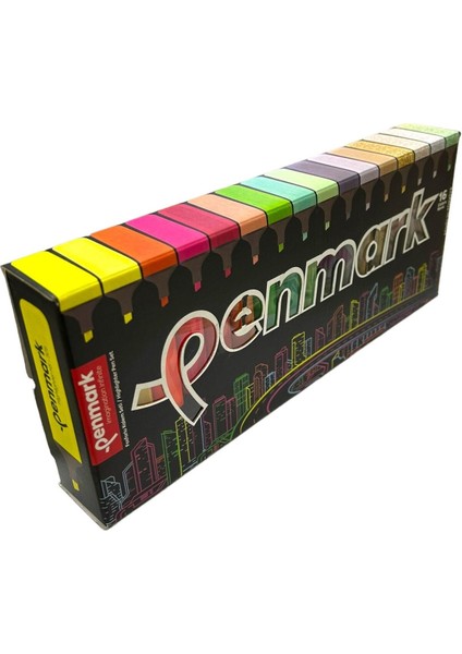 Fosforlu Kalem Seti 16 Adet Neon Pastel Tropik Metalik Simli Karışık Renk Standlı Kutulu modelleri