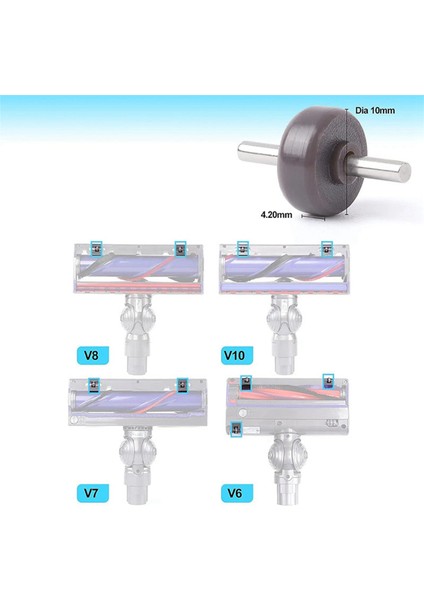 8x Silindirler ve Akslar Tekerlekler Dyson V6 V6 V7 V8 V10 V11 V15 DC58 Dc Serisi Vakum Süpürge Tekerlekleri Parçası (Yurt Dışından) modelleri
