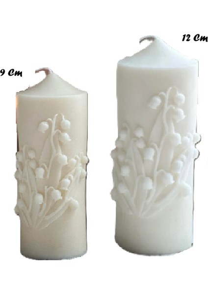 2'li Zambak Kabartmalı Silindir Mum fiyatları