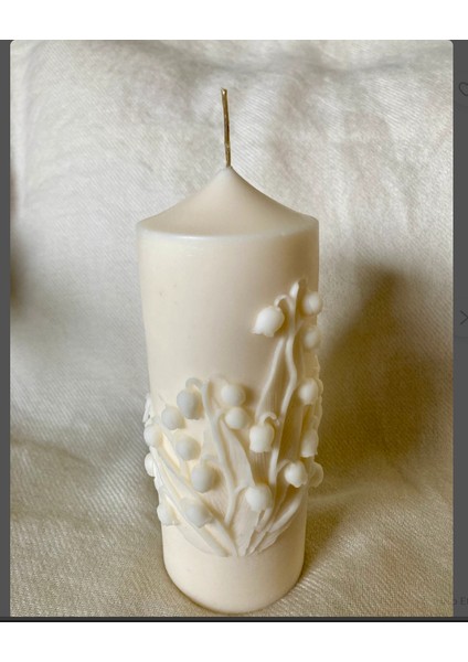 2'li Zambak Kabartmalı Silindir Mum indirimleri