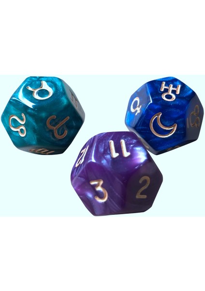 3 Adet/takım 12 Taraflı Tarot Zar Reçine Çokyüzlü Astroloji Takımyıldızı Kehanet Kartları Oyunu Zar Astrologlar Için (Yurt Dışından)