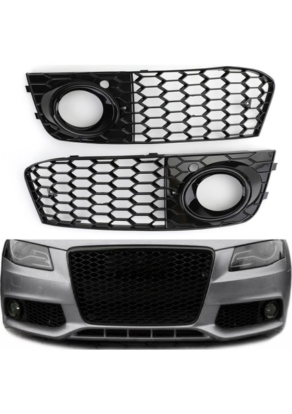 Siyah Araba Ön Sis Fiş Izgara Kapağı Audi A4 B8 2009 2011 2012 2012 Sis Lambası Ballı Grille Kapak (Yurt Dışından) fiyatları